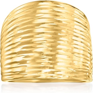 image:imageRossSimons Italian 10kt Yellow Gold DiamondCut Dome RingNo Gemstone