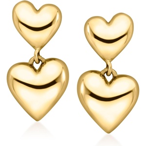 image:imageRossSimons Italian 10kt Yellow Gold DoubleHeart Drop Earrings