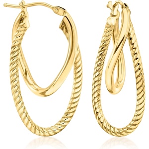 image:imageRossSimons Italian 10kt Yellow Gold DoubleOval Hoop Drop Earrings