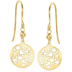 image:imageRossSimons Italian 10kt Yellow Gold Floral Ricami Drop Earrings