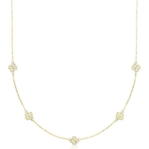 image:imageRossSimons Italian 10kt Yellow Gold Flower Station NecklaceNo Gemstone