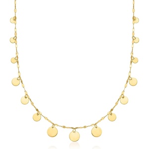 image:imageRossSimons Italian 10kt Yellow Gold Graduated Circle Station Necklace160 Inches