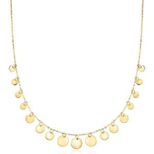 image:imageRossSimons Italian 10kt Yellow Gold Graduated Disc Drop Necklace160 Inches