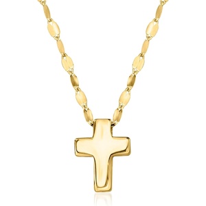 image:imageRossSimons Italian 10kt Yellow Gold Puffed Cross Necklace160 Inches