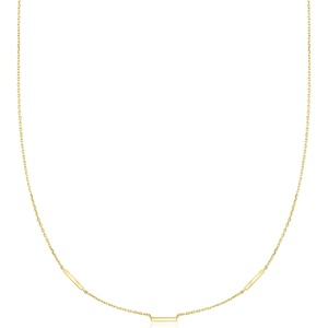 image:imageRossSimons Italian 1mm 10kt Yellow Gold Bar Station CableChain Necklace 16 inches