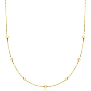 image:imageRossSimons Italian 3mm 10kt Yellow Gold Bead Station Necklace180 Inches