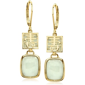 image:imageRossSimons Jade Longevity Drop Earrings in 18kt Gold Over Sterling