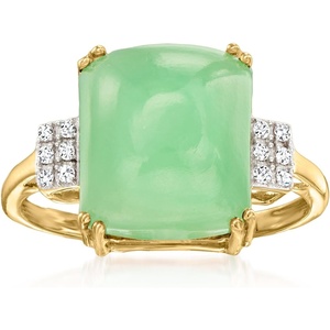 image:imageRossSimons Jade Ring With Diamonds in 10kt Yellow GoldJade