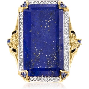 image:imageRossSimons Lapis 20 ct tw White Topaz and 10 ct tw Sapphire Bumblebee Ring With Black Enamel in 18kt Gold Over SterlingLapis Lazuli