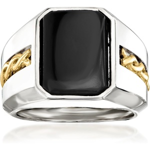 image:imageRossSimons Mens Black Onyx Ring in Sterling Silver and 14kt Yellow GoldOnyx