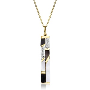 image:imageRossSimons MotherOf Pearl and Onyx Pendant Necklace With 10 ct tw White Topaz in 18kt Yellow Gold Over Sterling 18 inches