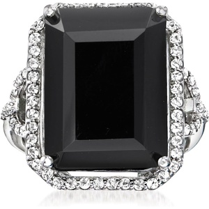 image:imageRossSimons Onyx and 90 ct tw White Topaz Ring in Sterling SilverOnyx