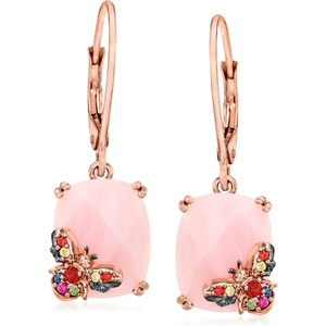 image:imageRossSimons Pink Opal and 14 ct tw Multicolored Sapphire Bumblebee Drop Earrings With Garnet Accents in 18kt Rose Gold Over Sterling