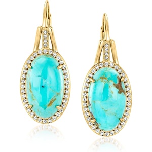 image:imageRossSimons Turquoise and 30 ct tw White Topaz Drop Earrings in 18kt Gold Over Sterling
