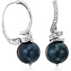image:imageRossSimons 1011mm Black Cultured Pearl and 10 ct tw Diamond Drop Earrings in Sterling Silver