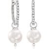 image:imageRossSimons 10mm Cultured Pearl and 40 ct tw White Topaz Removable Hoop Drop Earrings in Sterling Silver
