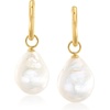 image:imageRossSimons 12x10mm Cultured Baroque Pearl Hoop Drop Earrings in 14kt Yellow Gold