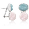 image:imageRossSimons 13514mm Cultured Pearl and 1000 ct tw Aquamarine Earrings in Sterling Silver