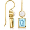 image:imageRossSimons 5mm Cultured Pearl and 340 ct tw Sky Blue Topaz Drop Earrings in 18kt Gold Over Sterling