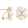image:imageRossSimons 665mm Cultured Pearl Cluster Earrings With Diamond Accents in 14kt Gold
