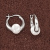 image:imageRossSimons 758mm Cultured Akoya Pearl Huggie Hoop Earrings in Sterling Silver