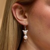 image:imageRossSimons 759mm Cultured Pearl and DiamondAccented Cat Drop Earrings in Sterling Silver