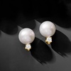 image:imageRossSimons 775mm Cultured Akoya Pearl and 10 ct tw Diamond Accent Earrings in 14kt Yellow Gold
