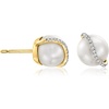 image:imageRossSimons 885mm Cultured Pearl Stud Earrings With Diamond Accents in 14kt Yellow Gold