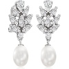 image:imageRossSimons 885mm Cultured Pearl and 330 ct tw CZ Drop Earrings in Sterling Silver