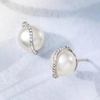 image:imageRossSimons 885mm Cultured Pearl and Diamond Swirl Earrings in Sterling Silver