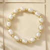 image:imageRossSimons 89mm Cultured Pearl and 14kt Yellow Gold Bead Stretch Bracelet70 Inches