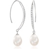 image:imageRossSimons 8x10mm Cultured Pearl and 38 ct tw CZ Drop Earrings in Sterling Silver