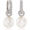 image:imageRossSimons Cultured Pearl and 50 ct tw CZ Hoop Drop Earrings in Sterling Silver