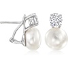 image:imageRossSimons Italian 10511mm Cultured Pearl and 150 ct tw CZ Drop Earrings in Sterling Silver