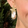 image:imageRossSimons Italian 1318mm Baroque Pearl and 180 ct tw CZ Flower Earrings in 18kt Gold Over Sterling