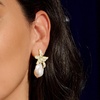 image:imageRossSimons Italian 1318mm Baroque Pearl and 180 ct tw CZ Flower Earrings in 18kt Gold Over Sterling