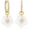 image:imageRossSimons MotherOfPearl and 77 ct tw White Topaz Removableflower Hoop Drop Earrings in 18kt Gold Over Sterling