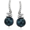 image:imageRossSimons 1011mm Black Cultured Pearl and 10 ct tw Diamond Drop Earrings in Sterling Silver