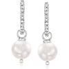 image:imageRossSimons 10mm Cultured Pearl and 40 ct tw White Topaz Removable Hoop Drop Earrings in Sterling Silver