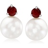 image:imageRossSimons 1112mm Cultured Pearl and 100 ct tw Garnet Earrings in Sterling Silver