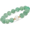 image:imageRossSimons 1112mm Cultured Pearl and 12mm Carved Jade Dragon Bead Stretch Bracelet With 14kt Yellow Gold80 Inches
