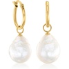 image:imageRossSimons 12x10mm Cultured Baroque Pearl Hoop Drop Earrings in 14kt Yellow Gold