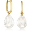 image:imageRossSimons 18kt Gold Over Sterling Hoop Earrings With Removable 1013mm Cultured Baroque Pearl Drops