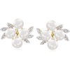 image:imageRossSimons 556mm Cultured Pearl Cluster Earrings With Diamond Accents in 14kt Yellow Gold