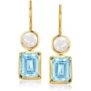image:imageRossSimons 5mm Cultured Pearl and 340 ct tw Sky Blue Topaz Drop Earrings in 18kt Gold Over Sterling