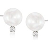 image:imageRossSimons 665mm Cultured Akoya Pearl and Diamond Accent Earrings in 14kt White Gold