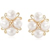 image:imageRossSimons 665mm Cultured Pearl Cluster Earrings With Diamond Accents in 14kt Gold