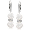 image:imageRossSimons 759mm Cultured Pearl and 15 ct tw Diamond Drop Earrings in Sterling Silver