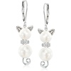 image:imageRossSimons 759mm Cultured Pearl and DiamondAccented Cat Drop Earrings in Sterling Silver