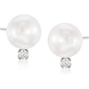 image:imageRossSimons 885mm Cultured Akoya Pearl and 15 ct tw Diamond Earrings in 14kt White Gold